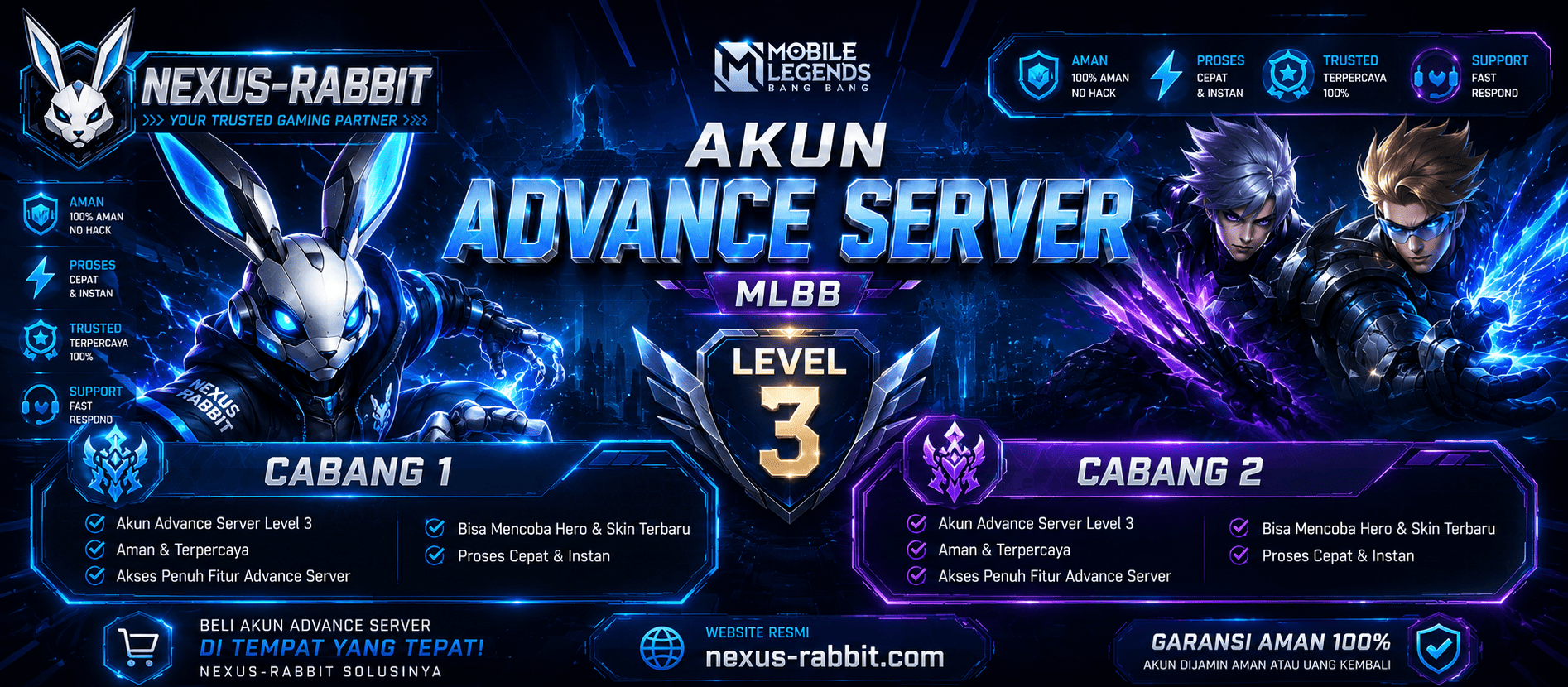 Akun Mobile Legends | Level 3 | 2 Bercabang
