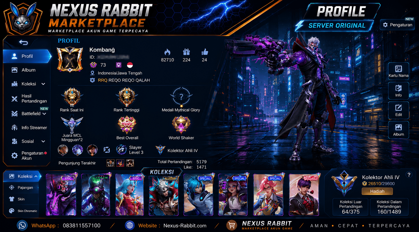 AKUN MOBILE LEGENDS 🔥 2 SERVER ORIGINAL + 1 ADVANCE SERVER