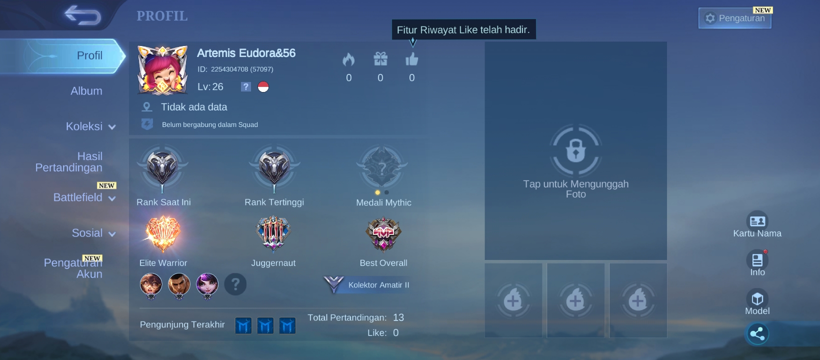 AKUN MLBB ADVANCE SERVER